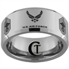 10mm Beveled Tungsten Carbide Air Force Chief Master Sergeant Ring Design.