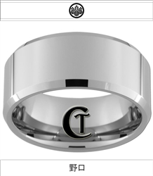 10mm Beveled Tungsten Carbide Family Crest Design