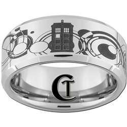 10mm Beveled Tungsten Carbide Doctor Who Tardis & Gallifreyan Design