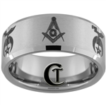 10mm Beveled Tungsten Carbide Satin Finish Masonic Design