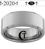 10mm Beveled Tungsten Carbide Satin Class Ring Cross Duck Football Design