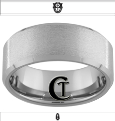 10mm Beveled Stone Finish Tungsten Carbide Army Special Forces with Group Crest on the Inside Design