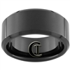 10mm Black Beveled Tungsten Carbide Polished Ring