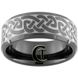 10mm Black Beveled Tungsten Carbide Celtic Design