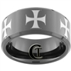 10mm Black Beveled Tungsten Carbide Maltese Cross Design