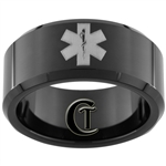 10mm Black Beveled Tungsten Carbide Medical Alert Design