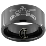 10mm Black Beveled Tungsten Carbide Army Armored Tank Division Design.