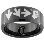 10mm Black Beveled Tungsten Carbide Street Fighter Design