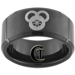 10mm Black Beveled Tungsten Carbide Laser Design