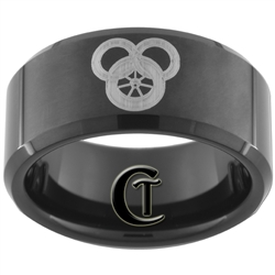 10mm Black Beveled Tungsten Carbide Laser Design