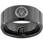 10mm Black Beveled Tungsten Carbide ARMY Crest Design.