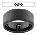 10mm Black Beveled Tungsten Carbide Marines Masonic Design.