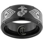 10mm Black Beveled Tungsten Carbide Marines Master Gunnery Sergeant Design.