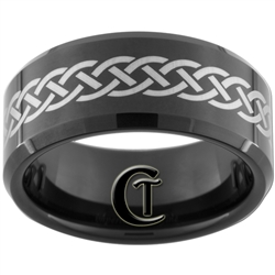 10mm Black Beveled Tungsten Carbide Celtic Design