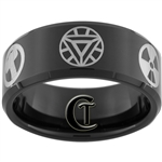 10mm Black Beveled Tungsten Carbide Avengers Design