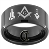 10mm Black Beveled Tungsten Carbide Masonic & Greek Design