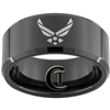 10mm Black Beveled Tungsten Carbide Air Force Logo Design.