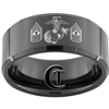 10mm Black Beveled Tungsten Carbide Marines Eagle Globe and Anchor & Master Gunnery Sergeant Design Ring.