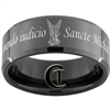 10mm Black Beveled Tungsten Carbide Religious St. Michael Design Ring.