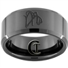 10mm Black Beveled Tungsten Carbide Aries Scorpio Design