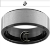 10mm Black Beveled Tungsten Carbide Satin Finished Marines Eagle Globe and Anchor Design Ring.