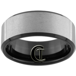 10mm Black Beveled Tungsten Carbide Satin Center Design