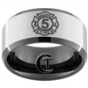 10mm Black Beveled Tungsten Carbide Stone Finish Fire Department Design