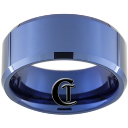 10mm Blue Beveled Tungsten Carbide Ring