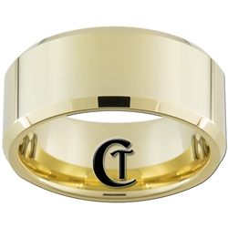 10mm Gold Beveled Tungsten Carbide