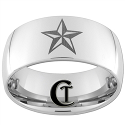 10mm Dome Tungsten Carbide Texas Star Design Ring.