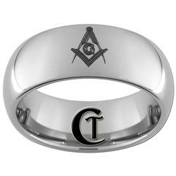 10mm Dome Tungsten Carbide Masonic Design