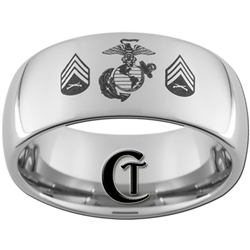 10mm Dome Tungsten Carbide Marines Sergeant Rank Design.