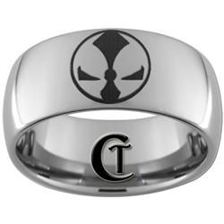 10mm Dome Tungsten Carbide Spawn Design Ring.