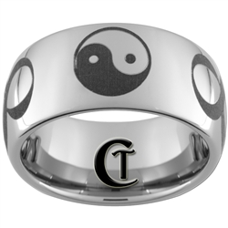 10mm Dome Tungsten Carbide Yin Yang Infinity Design