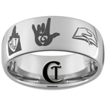 10mm Dome Tungsten Carbide Custom LDS Religious Symbols Design Ring.