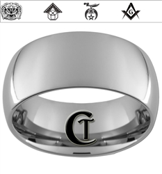 10mm Dome Tungsten Carbide Custom Masonic Design