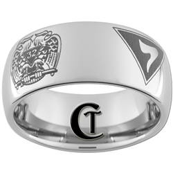 10mm Dome Tungsten Carbide Masonic 32nd Degree Yod Deity's Triangle Shriners Design Ring.