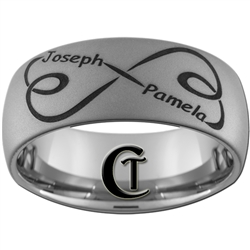 Build Your Own Custom 10mm Dome Tungsten Carbide Diamond Matte Finish Infinity Names Design Ring