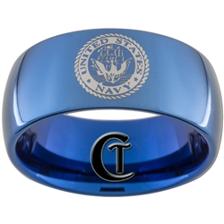 10mm Blue Dome Tungsten Carbide NAVY Crest Design.