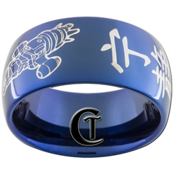 10mm Blue Dome Tungsten Carbide Serenity Kanji Firefly Design