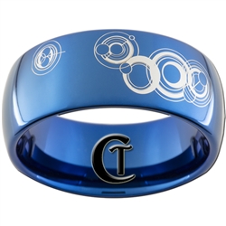 10mm Blue Dome Tungsten Carbide Doctor Who Gallifreyan-I Love You Design