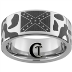 10mm Pipe Tungsten Carbide Polished Confederate Flag & Camo Designed Ring