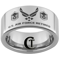 10mm Pipe Tungsten Carbide U.S. Air Force Retired U.S. Air Force Retired Master Sergeant Ring Design.