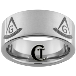 10mm Pipe Tungsten Carbide Satin Masonic Design