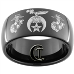 11mm Black Dome Tungsten Carbide Masonic Shriners & Marines Design.