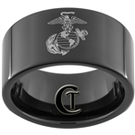 11mm Black Pipe Tungsten Carbide Marines Eagle Globe and Anchor Design.