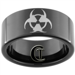 11mm Black Pipe Tungsten Carbide Biohazard Radioactive Design