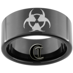 11mm Black Pipe Tungsten Carbide Biohazard Radioactive Design