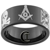 11mm Black Pipe Tungsten Carbide Masonic Design