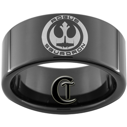 11mm Black Pipe Tungsten Carbide Star Wars Rebel Alliance Rogue Squadron Design